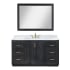 Altair Gazsi 60" Free Standing Single Basin Vanity Set with Cabinet, Engineered Stone Vanity Top, and Framed Mirror Black Oak