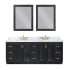 Altair Gazsi 84" Free Standing Double Basin Vanity Set with Cabinet, Engineered Stone Vanity Top, and Framed Mirror Black Oak