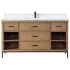 Altair Kesia 60" Free Standing Single Basin Vanity Set with Cabinet and Stone Composite Vanity Top Brown Pine