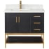 Altair Wildy 36" Free Standing Single Basin Vanity Set with Cabinet and Stone Composite Vanity Top Black Oak