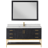 Altair Wildy 60" Free Standing Single Basin Vanity Set with Cabinet, Stone Composite Vanity Top, and Framed Mirror Black Oak