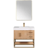 Altair Bianco 36" Free Standing Single Basin Vanity Set with Cabinet, Stone Composite Vanity Top, and Framed Mirror Light Brown