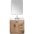 Altair Gavino 36" Free Standing Single Basin Vanity Set with Cabinet, Stone Composite Vanity Top, and Framed Mirror Light Brown