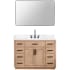 Altair Gavino 48" Free Standing Single Basin Vanity Set with Cabinet, Stone Composite Vanity Top, and Framed Mirror Light Brown