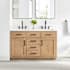 Altair Gavino 54" Free Standing Double Basin Vanity Set with Cabinet and Engineered Stone Vanity Top Light Brown