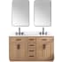 Altair Gavino 60" Free Standing Double Basin Vanity Set with Cabinet, Stone Composite Vanity Top, and Framed Mirror Light Brown