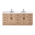 Altair Gavino 84" Free Standing Double Basin Vanity Set with Cabinet and Engineered Stone Vanity Top Light Brown