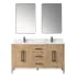 Altair Laurel 60" Free Standing Double Basin Vanity Set with Cabinet, Quartz Vanity Top, and Framed Mirror Weathered Fir