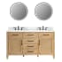Altair Solana 60" Free Standing Double Basin Vanity Set with Cabinet, Quartz Vanity Top, and Framed Mirror Weathered Fir