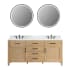 Altair Solana 72" Free Standing Double Basin Vanity Set with Cabinet, Quartz Vanity Top, and Framed Mirror Weathered Fir