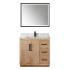 Altair Floral 36" Free Standing Single Basin Vanity Set with Cabinet, Quartz Vanity Top, and Framed Mirror Light Brown