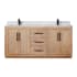 Altair Floral 72" Free Standing Double Basin Vanity Set with Cabinet and Quartz Vanity Top Light Brown