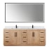 Altair Floral 84" Free Standing Double Basin Vanity Set with Cabinet, Quartz Vanity Top, and Framed Mirror Light Brown