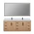 Altair Cicero 84" Free Standing Double Basin Vanity Set with Cabinet, Engineered Stone Vanity Top, and Framed Mirror Light Brown