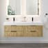 Altair Livia 60" Wall Mounted Double Basin Vanity Set with Cabinet and Engineered Stone Vanity Top Nature Brown