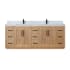 Altair Anais 84" Free Standing Double Basin Vanity Set with Cabinet and Engineered Stone Vanity Top Light Brown