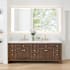 Altair Cerrito 84" Free Standing Double Basin Vanity Set with Cabinet, Engineered Stone Vanity Top, and Framed Mirror Brown Oak