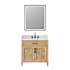 Altair Salome 36" Free Standing Single Basin Vanity Set with Cabinet, Engineered Stone Vanity Top, and Framed Mirror Weathered Fir
