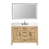 Altair Salome 48" Free Standing Single Basin Vanity Set with Cabinet, Engineered Stone Vanity Top, and Framed Mirror Weathered Fir