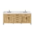 Altair Salome 84" Free Standing Double Basin Vanity Set with Cabinet and Engineered Stone Vanity Top Weathered Fir