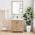 Altair Bondi 30" Free Standing Single Basin Vanity Set with Cabinet, Engineered Stone Vanity Top, and Framed Mirror Light Brown