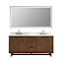 Altair Mowry 72" Free Standing Double Basin Vanity Set with Cabinet, Engineered Stone Vanity Top, and Framed Mirror Brown Brushed Oak