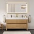 Altair Cascadia 60" Free Standing Double Basin Vanity Set with Cabinet, Engineered Stone Vanity Top, and Framed Mirror Weathered Fir