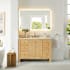 Altair Cedar 48" Free Standing Single Basin Vanity Set with Cabinet, Engineered Stone Vanity Top, and Frameless Mirror Natural Wood