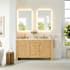 Altair Cedar 60" Free Standing Double Basin Vanity Set with Cabinet, Engineered Stone Vanity Top, and Frameless Mirror Natural Wood