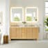 Altair Cedar 72" Free Standing Double Basin Vanity Set with Cabinet, Engineered Stone Vanity Top, and Frameless Mirror Natural Wood
