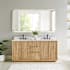 Altair Clayton 72" Free Standing Double Basin Vanity Set with Cabinet, Engineered Stone Vanity Top, and Framed Mirror Washed Light Brown