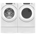 Amana 27 Inch Wide 4.3 Cu. Ft. Electric Washer and 27 Inch Wide 7.4 Cu. Ft. Gas Dryer Laundry Pair with Pedestal, affresh® Cycle, and Sensor Drying White
