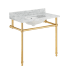Anzzi Verona 36" Oval Marble, Stainless Steel Console Bathroom Sink with Overflow and 3 Faucet Holes at 8" Centers Brushed Gold