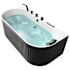Anzzi 67" Free Standing / Single Wall Stone Composite Air / Whirlpool Tub with Center Drain and Overflow - Includes Deck Mounted Tub Filler and Handshower Matte Black / White