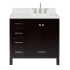 Ariel Cambridge 36" Free Standing Single Basin Vanity Set with Cabinet, Quartz Vanity Top, and Right Offset Rectangular Bathroom Sink Espresso