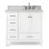 Ariel Cambridge 37" Free Standing Single Basin Vanity Set with Cabinet and Marble Vanity Top White