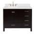 Ariel Cambridge 42" Free Standing Single Basin Vanity Set with Cabinet, Quartz Vanity Top, and Left Offset Rectangular Bathroom Sink Espresso
