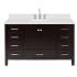Ariel Cambridge 54" Free Standing Single Basin Vanity Set with Cabinet, Quartz Vanity Top, and Oval Bathroom Sink Espresso
