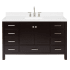 Ariel Cambridge 54" Free Standing Single Basin Vanity Set with Cabinet, Quartz Vanity Top, and Rectangular Bathroom Sink Espresso