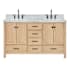 Ariel Cambridge 60" Free Standing Double Basin Vanity Set with Cabinet and Marble Vanity Top Oak / Carrara Marble Top / Matte Black Hardware