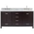 Ariel Cambridge 67" Free Standing Double Basin Vanity Set with Cabinet and Marble Vanity Top Espresso