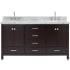 Ariel Cambridge 67" Free Standing Double Basin Vanity Set with Cabinet and Marble Vanity Top Espresso