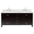 Ariel Cambridge 72" Free Standing Double Basin Vanity Set with Cabinet, Quartz Vanity Top, and Rectangular Bathroom Sink Espresso