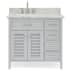 Ariel Kensington 37" Free Standing Single Rectangular Basin Vanity Set with Left Offset Cabinet and 3/4" Thick Carrara Marble Vanity Top Grey