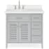 Ariel Kensington 37" Free Standing Single Oval Basin Vanity Set with Left Offset Cabinet and 1-1/2" Thick White Quartz Vanity Top Grey
