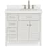 Ariel Kensington 37" Free Standing Single Rectangular Basin Vanity Set with Right Offset Cabinet and 1-1/2" Thick White Quartz Vanity Top White