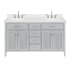 Ariel Kensington 60" Free Standing Double Basin Vanity Set with Cabinet and Quartz Vanity Top Grey / Carrara White