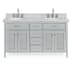 Ariel Kensington 60" Thick Carrara Marble Vanity Top Grey