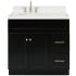 Ariel Hamlet 36" Free Standing Single Basin Vanity Set with Cabinet, Quartz Vanity Top, and Left Offset Oval Bathroom Sink Black