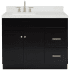 Ariel Hamlet 42" Free Standing Single Basin Vanity Set with Cabinet, Quartz Vanity Top, and Left Offset Rectangular Bathroom Sink Black